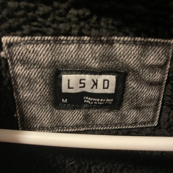 LSKD Unisex Tibetan Jacket- Grey Snow, size Medium, Sherpa lined - Picture 4 of 5